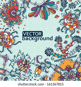 vector floral background with colorful abstract flowers