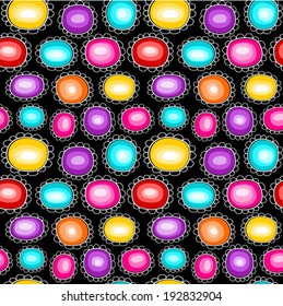 Vector floral background - colorful seamless pattern with pink yellow turquoise and orange flowers