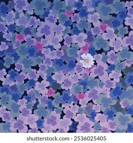 Vector floral background. Cute anime abstract flowers pattern. Background with flowers in Japanese anime style.