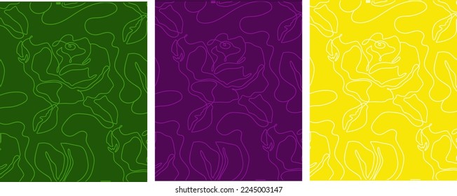 Vektorgrafik-floraler Hintergrund-Design auf gelbem violettem Hintergrund und auf grünem Vektorplakat abstrakt 