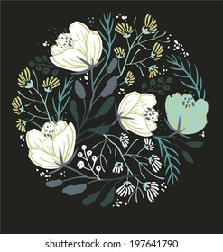 vector floral background with fantasy blooming flowers