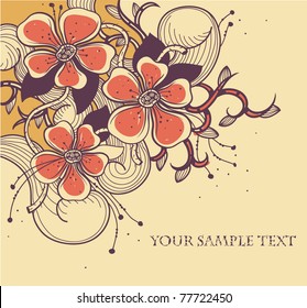 fondo floral vectorial con flores y remolinos de fantasía