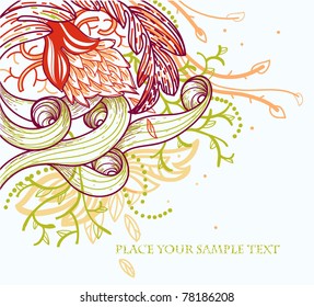 vector floral background with fantasy bright plants and flowers