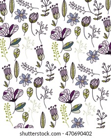  vector floral background with flowers and leaves on a white background with flowers and greenery,can be used as the cover printing on fabrics