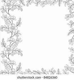 Vector Floral Background Frame Flowers Leafs Stock Vector (Royalty Free ...