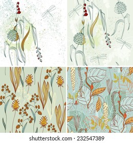 vector floral background with garlic and plants