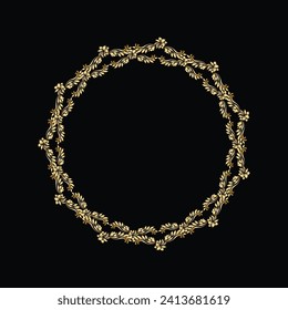 Vector floral background with golden frame.