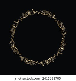 Vector floral background with golden frame.