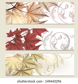 Vector floral baCKGROUND WITH HAND DRAWN maple leafs