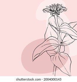 Fondo vectorial floral con flor silvestre dibujada a mano.