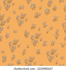 Vector floral background with hand drawn pastel colored flowers, leaves and branches . Lush foliage and blossom illustration. Spring or summer romantic design background.