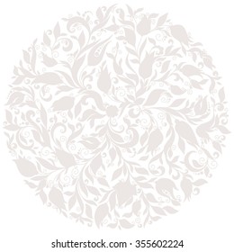 Vector Floral Background. Hand Drawn Ornament with Floral Wreath. Template for Greeting Card. Paisley Flowers Illustration Design Elements