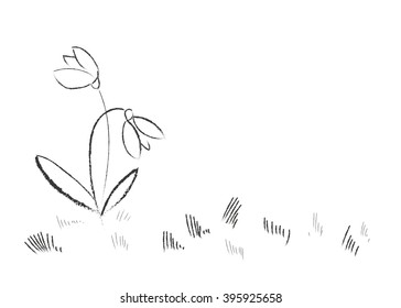 vector floral background with hand drawn spring flowers