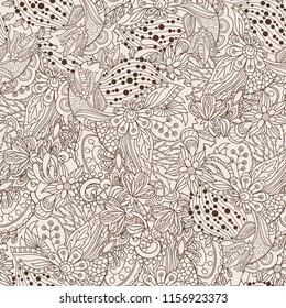 Vector floral background with hand made pattern. 