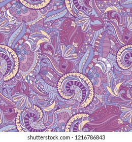 Vector floral background with hand made pattern. 