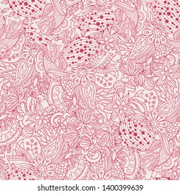 Vector floral background with hand made pattern. Doodles.