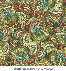 Vector floral background with hand made pattern. Doodles.