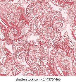 Vector floral background with hand made pattern. Doodles.