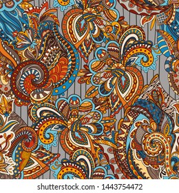 Vector floral background with hand made pattern. Doodles.