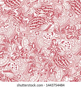 Vector floral background with hand made pattern. Doodles.