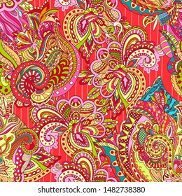 Vector floral background with hand made pattern. Doodles.