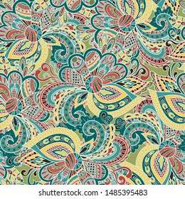 Vector floral background with hand made pattern. Doodles.