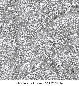 Vector floral background with hand made pattern. Doodles. Outline.