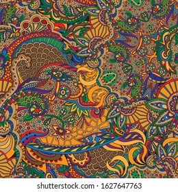Vector floral background with hand made pattern. Doodles.