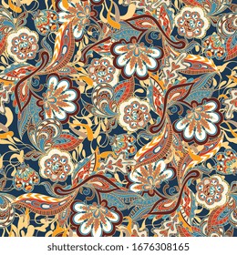 Vector floral background with hand made pattern. Doodles.