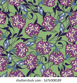 Vector floral background with hand made pattern. Doodles.