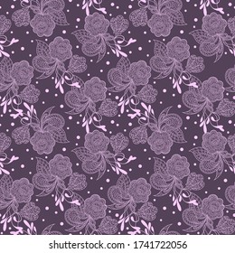 Vector floral background with hand made pattern. Doodles.