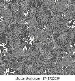 Vector floral background with hand made pattern. Doodles.