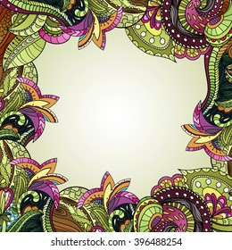Vector floral background with hand made pattern. Doodles.
