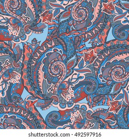 Vector floral background with hand made pattern. Doodles.