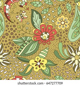 Vector floral background with hand made pattern.