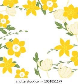 Vector floral  background with hand-drawn spring flowers.
