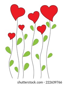 Vector floral background with hearts
