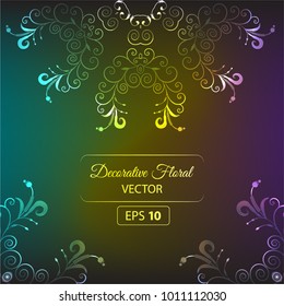 Vector floral background, illustration blue color