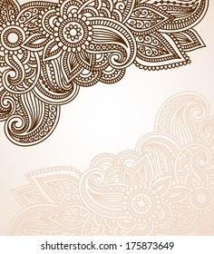 Vector floral background with indian ornament. Lace pattern for invitation or greeting card