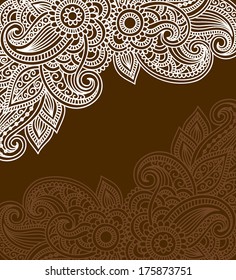 Vector floral background with indian ornament. Lace pattern for invitation or greeting card