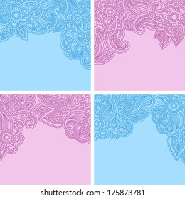 Vector floral background with indian ornament. Lace pattern for invitation or greeting card