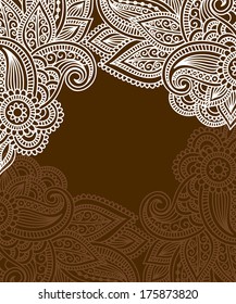 Vector floral background with indian ornament. Lace pattern for invitation or greeting card