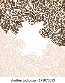 Vector floral background with indian ornament. Lace pattern for invitation or greeting card