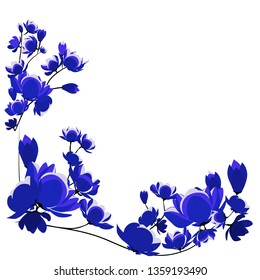 Vector floral background. Isolated blue flowers on a white background.