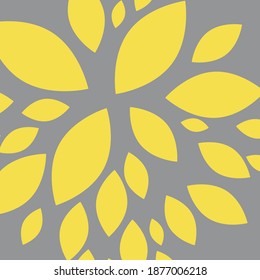 Vector Floral background with leaves. 2021, Illuminating and Ultimate gray Pantone color of the year
