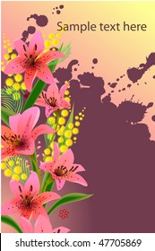 Vector floral background with lilies and free space four your text