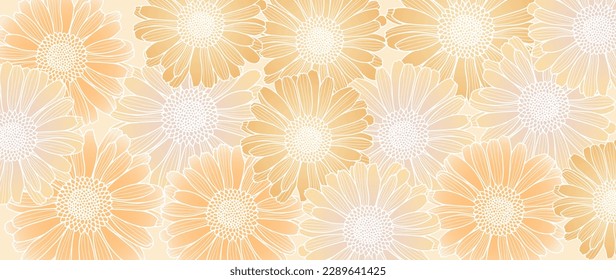 Vector floral background with marigold flowers in orange tones. Background for text, photos, covers, diplomas and presentations