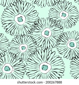 Vector floral background Mint flowers Seamless pattern