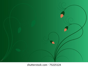 vector floral background on green with place for text