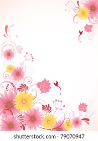 vector floral background with pink flowers